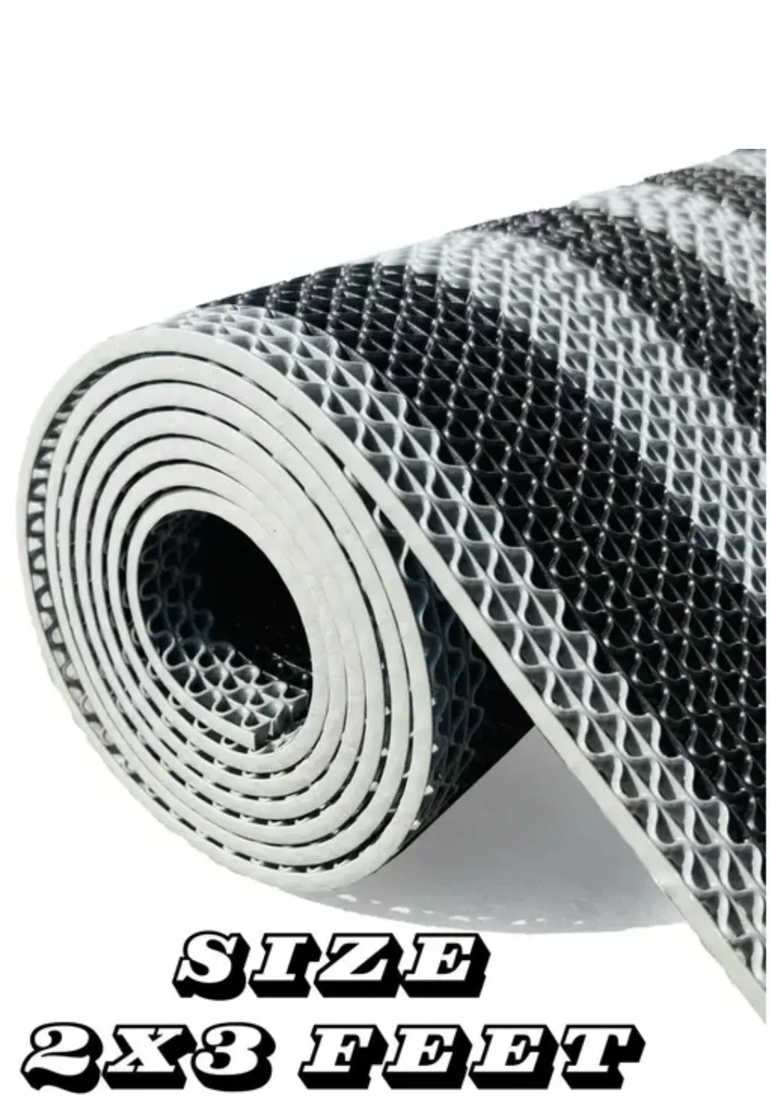 Roll of black and white PVC coil matting